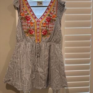 Savanna Jane Blue and White Flutter Sleeve Sundress